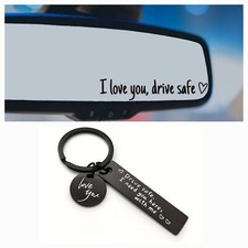 Auto Aufkleber Schlüsselanhänger Set drive safe I Love you Liebe Geschenk