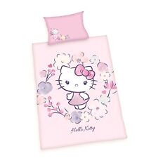 Herding Renforcé Wende Bettwäsche 2 tlg. 100x135cm Hello Kitty Rosa Blumen RV