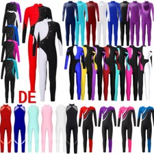 DE iEFiEL Kinder Mädchen Turnanzug Langarm Sportbody Ganzkörper Gymnastikanzug 