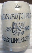 Alter Bierkrug Anlaß 400 Jahre Stadtjubiläum Hohenstein Ernstthal Sachsen 1910