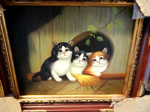 ölbild drei katzenkinder - Ölbild,