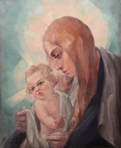 Signiertes ölgemälde madonna - Ölgemälde,
