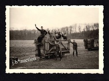 Ausgelassene Soldaten auf FELDBAHN Kleinbahn * Vintage Foto WW II