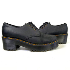 Dr. Martens Shriver niedrige Plateau-Stiefeletten klobiger Absatz schwarz Leder UK 8