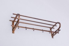 Bauhaus Art Deco Wandgarderobe Messing mit Hutablage und 5 Haken 1.Z
