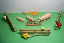 Playmobil Bauernhof: Schweineweide mit Schweine, Weidezaun Blumen Futtertrog (A)