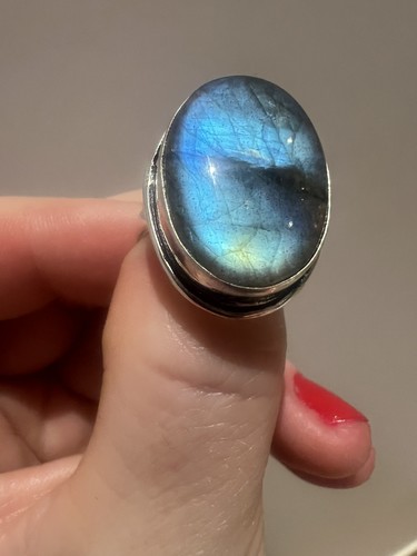 Labradorit ring versilbert - ring,