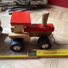 Original Plaho DDR Holztraktor mit Anhänger 70 er Jahre