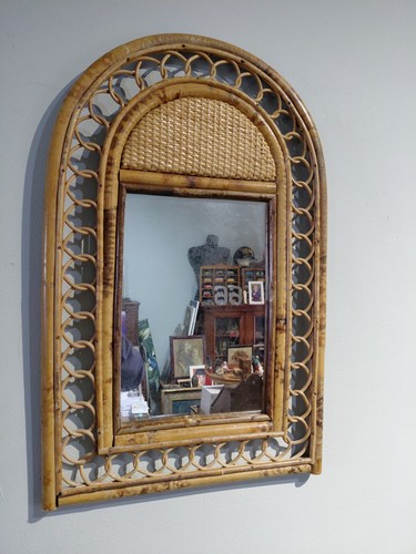 Vintage spiegel rattan oval - rattan, 55