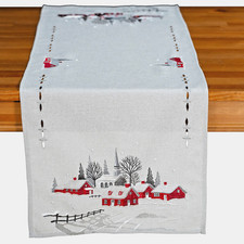Weihnachtsläufer mit Stickerei Dorf /Kirche von RAEBEL, verschiedene Größen, Neu