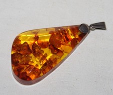 schöner Bernstein Anhänger - Fischland 835er Silber Öse - 6,5cm (11)