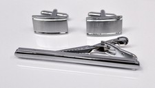 Krawattenklammer Krawattennadel Manschetten silber matt