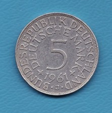 5 DM 1961 J (Hamburg), Silberadler, selten, gute Erhaltung !!