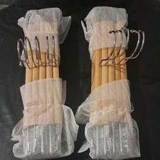 10er-Pack Hosenbügel HOLZ Kleiderbügel Rockbügel Hosenspanner mit Klammern Natur