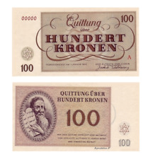 Quittung über 100 Kronen, Einhundert Kronen, Jahr 1943, Reproduktion