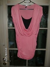 Stretch-Longshirt "New Yorker" kurzarm doppellagig rot/schwarz für Damen Gr. 36