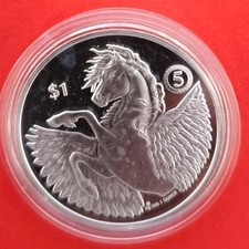 Eine Unze OZ 999er Feinsilber British Virgin Islands 1 Dollar 2022 in Kapsel.