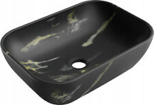Waschbecken Aufsatzwaschbecken Marmor Stein Schwarz Handwaschbecken 45x32
