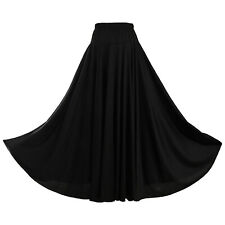 DE Damen Flamenco Rock Maxi Lang Tanzrock Elastische Taille Tellerrock Unterrock