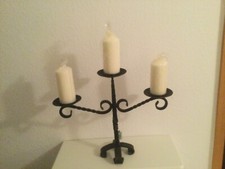 Kerzenständer/Leuchter/Kandelaber/Schmiedeeisen/Dreiarmig/Schwarz /Vintage