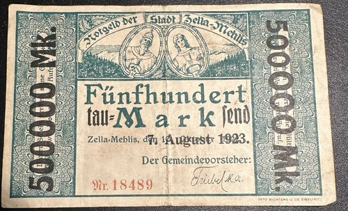Notgeld zella mehlis 500 mark - notgeld,
