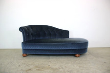 Art Deco Chaiselongue Récamiere Liegesessel Liege gepunkteter Samt Stoff Antik