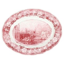 Fleischplatte mittelgroß Palissy Thames River Scenes rot /red
