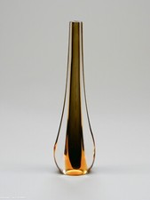 Langgezogene GLASVASE MURANO  in BRAUN + ORANGE + KLAR wohl um 1955