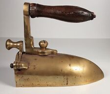 Antik Bügeleisen, Ochsenzunge, Messing, Holzgriff, Iron, #B236