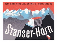 x0822 Hotel STANSER HORN Switzerland luggage label Kofferaufkleber  - TRAIN