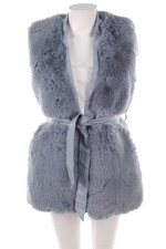 Ohne Label Weste Kunstpelz Fake Fur mit Gürtel S graublau