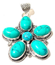 T Ü R K I S  EDELSTEIN SCHMUCK ANHÄNGER HANDGEFRTIGT 925 Sterlingsilber