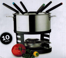Fondue-Set Domestic by Mäser mit Brenner Fondueset Edelstahl 10-tlg/ 6 Pers. Neu