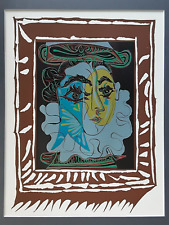 PABLO PICASSO      LA FEMME AU CHAPEAU     passepartierter 8-farbiger Linoldruck
