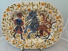 Riesiger antiker bemalter Teller Renaissancemotiv Drache 