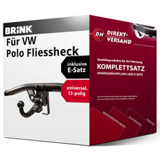 Für Polo Fliessheck Typ 6R/6C (Brink) Anhängerkupplung abnehmbar + E-Satz 13pol
