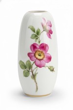 KPM Bavaria Porzellan Vase Wildrose mit Goldrand 12 cm