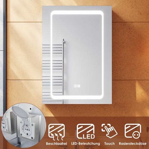 Spiegelschrank alu mit led - mit,