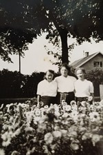 Drei Frauen stehen Arm in Arm