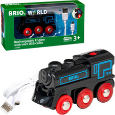 BRIO World - 33599 Akku Lok Mit Mini USB - Wiederaufladbare Lokomotive - Batteri