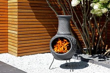 Original Mexico Terrakottaofen Frida - schwarz-grau - 2teilig - Aztekenofen