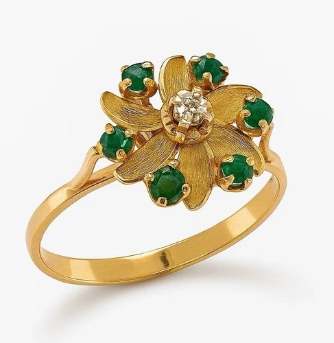 18k 750 gold floral ring - 18k,