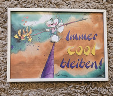 Diddl  gerahmtes Bild hinter Glas Vintage Retro 1990er Jahre 29 x 21 cm