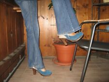 High Heels Sling Pumps Holz Leder  Clogs Sabot Pantolette Mules Nieten Zoccoli39