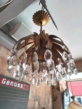 Palwa Palmen Kristall Kronleuchter rund Feuervergoldet Blätter 42cm Hoch x 28cm 