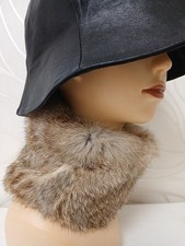 Pelz Loop Halswärmer  Kaninchen Dehnbar Rundschal Stirnband Graubraun