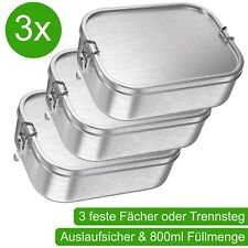 3er Set TAKWAY Edelstahl Brotdose mit Fächern 800ml | auslaufsicher | B-Ware