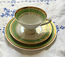 Sammeldedeck, Sammeltasse, Schierholz Plaue DDR,  Perlmut, Grün mit Gold