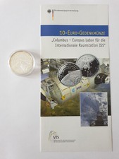 10 Euro Silbermünze Deutschland 2004, Columbus Europas Labor ISS, PP OVP Folder