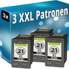 3x TINTE PATRONEN für HP 21 XL DESKJET 3920 3940 D1360 D1460 D1560 D2360 D2460